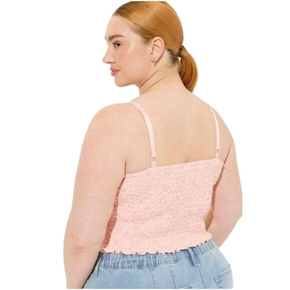 NEW TORRID PLUS SIZE LACE Square Neck Pink Smocked Crop Top Tank 2X - Picture 9 of 16